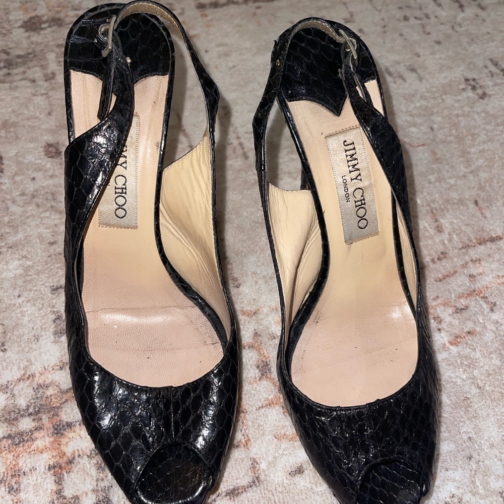 Jimmy Choo Black Peep-Toe Heels